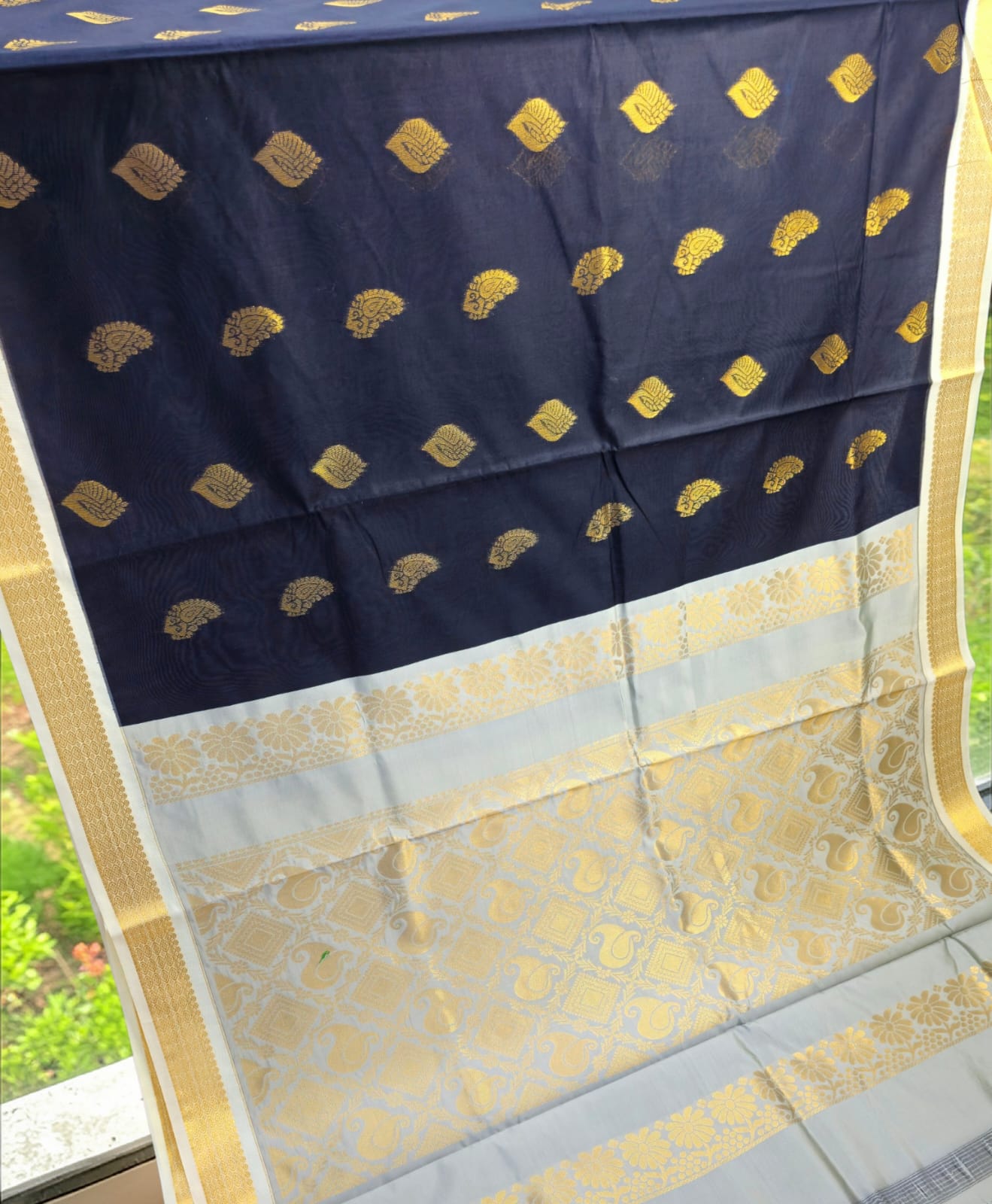 Premium Kanchi Soft Silk Saree Navy Blue